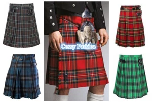 W-R1-4 Mens Traditional Scottish Highland Tartan Utility Kilt Plaid Irish Skirts - Picture 1 of 12