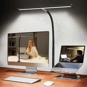 LED Desk Lamp for Office Home, Eye-Caring Desk Light with Stepless Dimming Adjus - Picture 1 of 12
