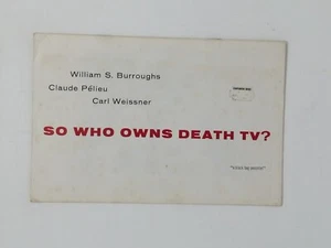 William S. Borroughs, So Who Owns Death TV? 1967, Claude Pelieu, Carl Weissner - Picture 1 of 1