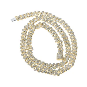 10k Yellow Gold 8MM Cuban Chain 8.6CTW Diamond Mens 75.07g Necklace - Hip Hop - Picture 1 of 1