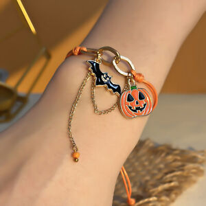 Halloween Enamel Pumpkin Ghost Bat Bracelet Bangle Women Party Jewelry Cute Gift