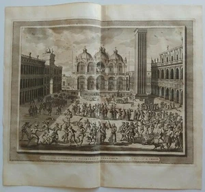 1722 Graevius Peter Van der Aa Venezia Il Carnevale di Venezia Bacchanalia - Picture 1 of 6