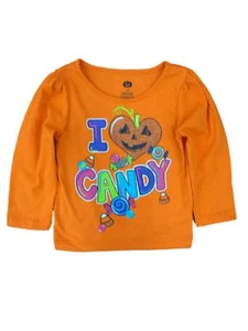 Happy Halloween Infant Toddler Girls I Love Candy T-shirt Pumpkin Tee Shirt - Picture 1 of 1