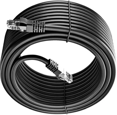 Cavo Ethernet Esterno Cat5e RJ45 Nero 100% Rame Cavo Patch CCTV POE Lotto - Immagine 1 di 4