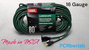 Cables de alimentación de extensión exterior CAROL 80 FT GREEN 16 calibre 16/3 SJTW-A conectados a tierra - Imagen 1 de 3
