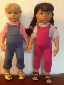 Dolls clothes knitting pattern. 18" doll. Dungarees and jumper. KNM81 - Picture 1 of 6
