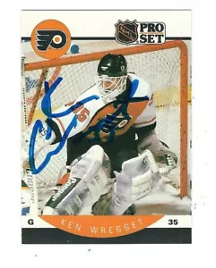 Autogrammkarte 1990-1 Pro Set KEN WREGGET Philadelphia Flyers #226 Show Ticket - Bild 1 von 1