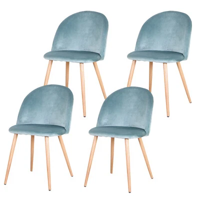 Pack 4 Sillas de Comedor Asientos de Terciopelo Sillón con Patas de Madera Verde - Imagen 1 de 4