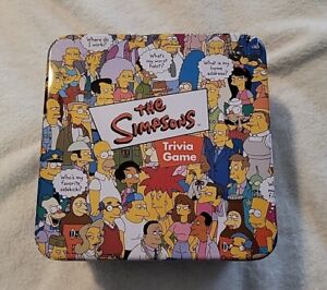 EUC Complete The Simpsons Trivia Party Game w/ Tin Storage Container Box