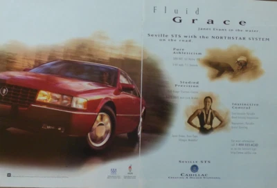 1996 Cadillac Seville STS Fluid Grace Red Sedan Olympics Photo Vintage Print Ad - Image 1 of 4