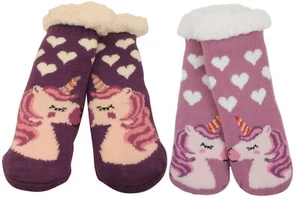 Atino Girls Chunky Knit Unicorn Slipper Socks 10-2 - Picture 1 of 9