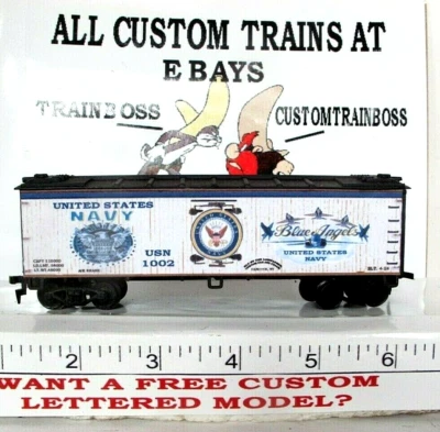 HO SCALE CUSTOM LETTERED US NAVY BLUE ANGELS REEFER 🛫ALSO AVAIL IN O SCALE P 9 - Image 1 of 4