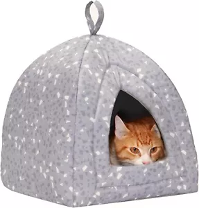 Tent Cave Bed for Cats or Dogs Portable Collapsible Hooded with Cushion Sm Gray - Picture 1 of 7