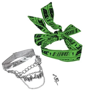 Verkleidung Billie Eilish Bravado Accessoire Kit, enthält Headwrap, Halskette & Ring - Bild 1 von 7
