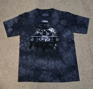 The Mountain Military Apache Attack Helicopter Black Tie Dye T-Shirt Youth XL - Picture 1 of 3