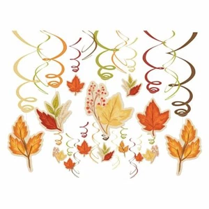 Fall Foliage Leaves 30 Pc Swirl Hanging Decorations Mega Value Pack - Picture 1 of 1