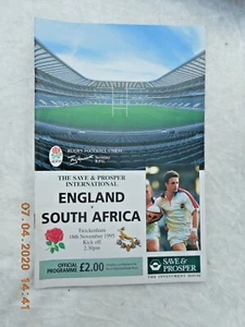   PROGRAMA INGLATERRA V SUDAFRICA + BOLETO PARTIDO 18 NOVIEMBRE 1995   - Imagen 1 de 2