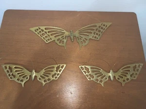  3 DECORATIVE BUTTERFLIES BRASS WALL HANGING  - Picture 1 of 8