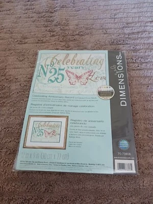 Nuevo en Paquete Dimensions Celebrando 25 Aniversario Record Count Punto de Cruz Kit Foto 1 de 4