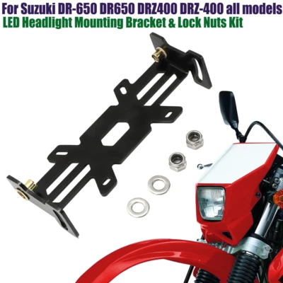 For Suzuki DR-650 DRZ400 Aluminum LED Headlight Mounting Bracket & Lock Nuts Kit Foto 1 de 4