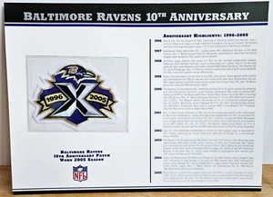 Willabee & Ward Baltimore Ravens 10. Jahrestag gestickter Aufnäher & Statistikkarte - Bild 1 von 4