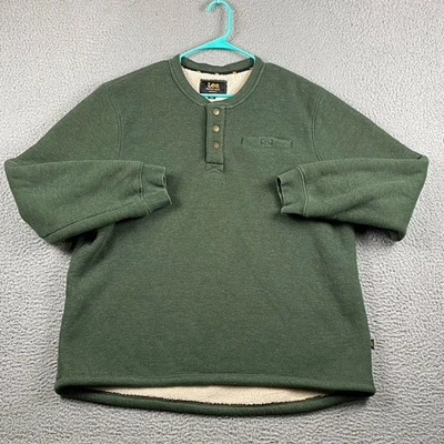 Camisa Suéter Lee Regular Fit Forrada de Vellón Henley Para Hombre XL Verde Trabajo Resistente Foto 1 de 4