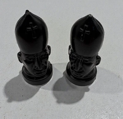 Piezas de ajedrez Whitman 1963 Bishop (2) negro vintage repuesto plástico hueco Foto 1 de 4