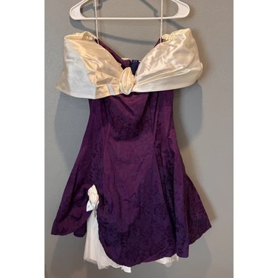 Винтажный 80-х Roberta платье женщин размер 11/12 вырез 5709 фиолетовый/белый 71066-X - Изображение 1 из 4