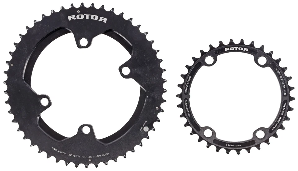Rotor Round NoQ 50/34T Road Bike Chainring SET 11 Speed 110mm BCD 4-Bolt CX - Image 1 of 2