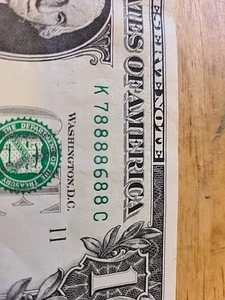78888688. $1 FRN Fancy 6 Of A Kind 8s Serial Number. - Picture 1 of 3