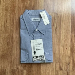 Vintage 1970's NEW OLD STOCK Roebucks Shirt Sleeve Chambray Shirt XL NWT Sears - Picture 1 of 7