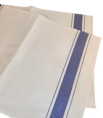 Set of 2 Blue and White Striped Cotton Placemats, Farmhouse Table Decor, Modern - Image 1 of 4