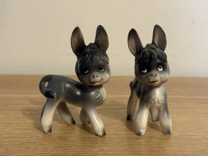 2 Vintage Miniatur Cartoon Baby Esel Burro Maultier Japan Figur große Augen & Ohren - Bild 1 von 7