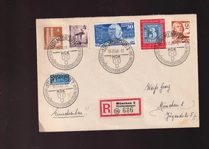 90201/ BUND FZ ALLIIERTE BESETZUNG BELEG MIF SST MÜNCHEN HDK 1949 114+116 usw - Bild 1 von 2