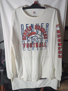 Denver Broncos Shirt Mens White XL Long Sleeve Majestic NFL Football  - Picture 1 of 7