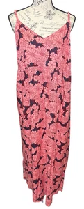 Ingrid and Isabel Maternity Dress XL Floral Maxi Tie Back Navy Blue Coral - Picture 1 of 9