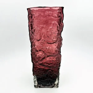VINTAGE INGRID GLASHÜTTE WESTDEUTSCHE RINDENOPTIK LILA GLAS VASE 30cm - Bild 1 von 8