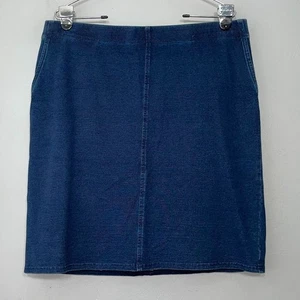 Pure Jill Indigo Womens Size Medium Dark Blue Knit Short Pull on Pencil Skirt - Picture 1 of 11