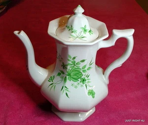 Adams Ironstone Micratex (Emerald) 9" COFFEE POT & LID Clear Craze lines - Picture 1 of 9