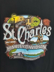 Harley Davidson XL St. Charles Missouri History Map Ride Shirt Black St Louis - Picture 1 of 3