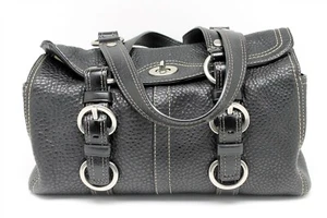 Coach CHELSEA Black Pebbled Leather Satchel F12334 - Picture 1 of 9