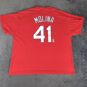 Yadier Molina Shirt #41 VTG St Louis Cardinals Majestic Short Sleeve Red Men XL - Picture 1 of 10