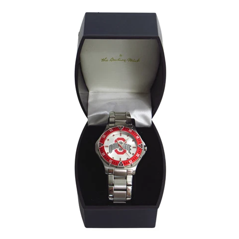 The Danbury Mint Ohio State Buckeyes Men's Stainless Steel Watch In Box Cover