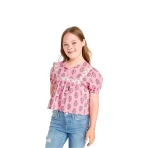 New Old Navy Printed Puff-Sleeve Swing Top for Girls Size 8 - Picture 1 of 1