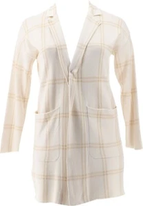 G Giuliana Jacquard Sweater Knit Duster Cardigan Ivory Plaid 3X NWOT (941) - Picture 1 of 8