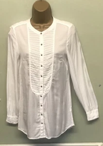 Monsoon White Victorian UK 8 Long Sleeved Military Pintuck Steampunk Summer Top - Picture 1 of 7