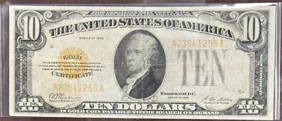 1928 $10 Gold Certificate GOLD SEAL - Image 1 of 2