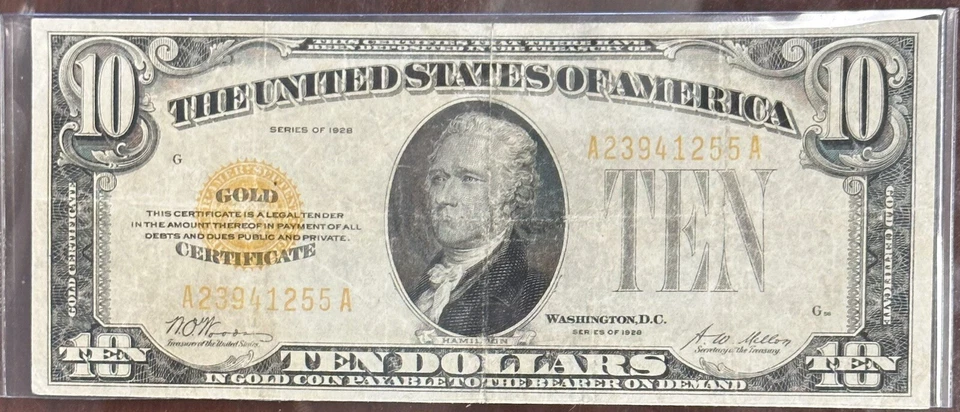 1928 $10 Gold Certificate GOLD SEAL - Image 1 of 2