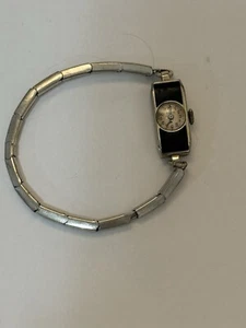 1920's Ladies Art Deco Black Enamel Elgin Watch May Need Repair Or Use For Parts - Picture 1 of 13