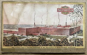 1910s 1920s HARLEY-DAVIDSON MOTORCYCLE PLANT POSTCARD, MILWAUKEE, WI - Picture 1 of 4
